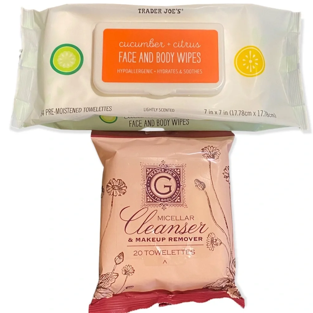 Trader Joe’s Micellar Cleansing / Makeup Remover Wipes + Face & Body Wipes - NEW
